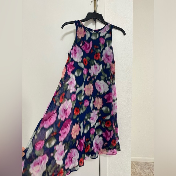 Calvin Klein Dress Blue Purple Pink Green Floral Flowy A Line Sz 10 - Picture 2 of 8